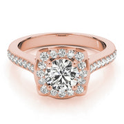14K Rose Gold 1 1/3 ct tw Halo Diamond Engagement Ring