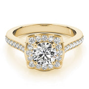 18K Yellow Gold 1 1/3 ct tw Halo Diamond Engagement Ring