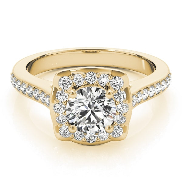 18K Yellow Gold 1 1/3 ct tw Halo Diamond Engagement Ring