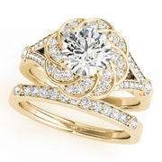 18K Yellow Gold 1 1/4 ct tw Halo Diamond Engagement Ring