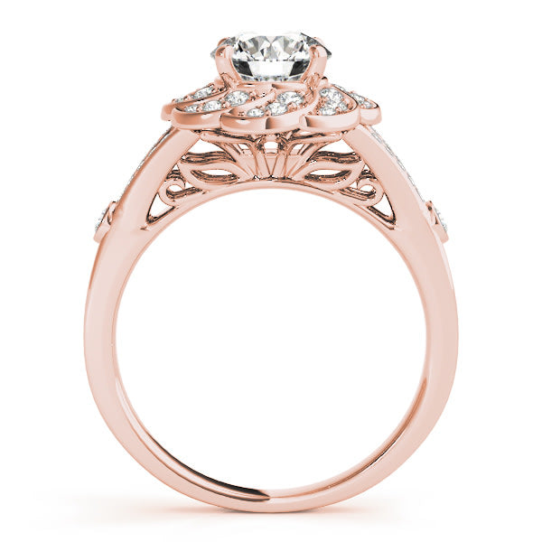 18K Rose Gold 1 1/4 ct tw Halo Diamond Engagement Ring