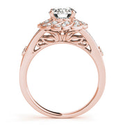 14K Rose Gold 1 1/4 ct tw Halo Diamond Engagement Ring