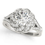 14K White Gold 1 1/4 ct tw Halo Diamond Engagement Ring
