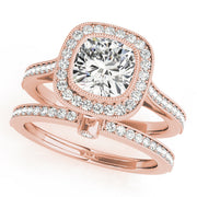 18K Rose Gold 1 ct tw Halo Diamond Engagement Ring