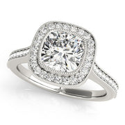 18K White Gold 1 ct tw Halo Diamond Engagement Ring