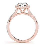 18K Rose Gold 1 1/2 ct tw Halo Diamond Engagement Ring