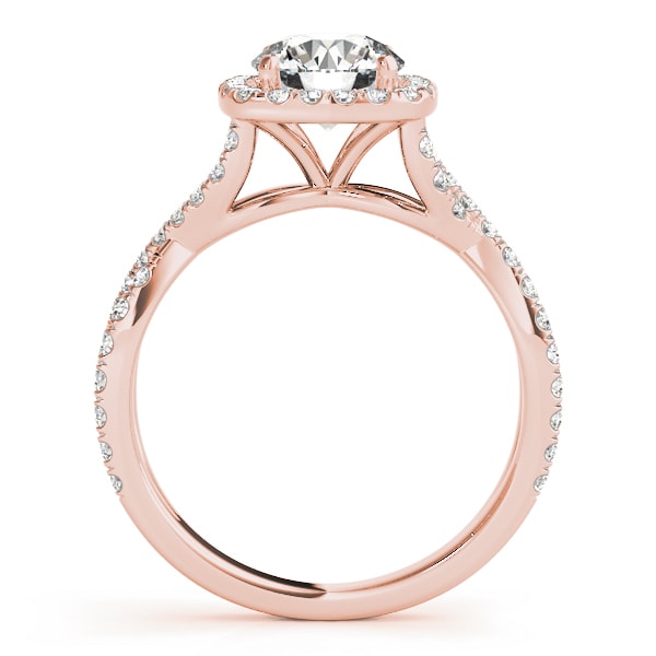 18K Rose Gold 1 1/2 ct tw Halo Diamond Engagement Ring
