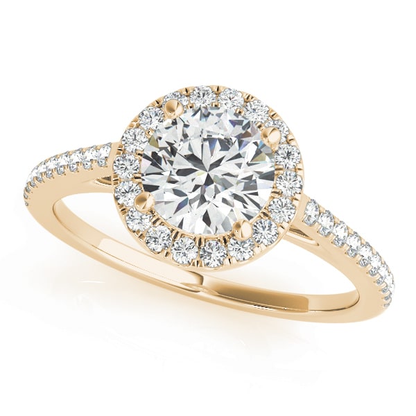 14K Yellow Gold 1 1/3 ct tw Halo Diamond Engagement Ring