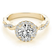 18K Yellow Gold 1 1/3 ct tw Halo Diamond Engagement Ring