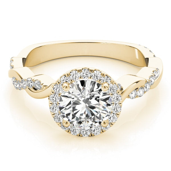 18K Yellow Gold 1 1/3 ct tw Halo Diamond Engagement Ring