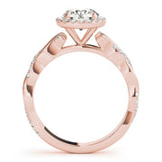 18K Rose Gold 1 1/3 ct tw Halo Diamond Engagement Ring