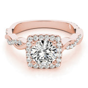 18K Rose Gold 1 1/3 ct tw Halo Diamond Engagement Ring