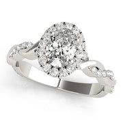 14K White Gold 1/2 ct tw Halo Diamond Engagement Ring