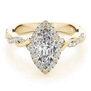 14K Yellow Gold 1 1/3 ct tw Halo Diamond Engagement Ring