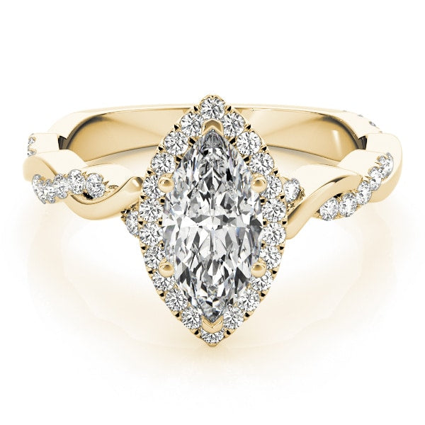 14K Yellow Gold 1 1/3 ct tw Halo Diamond Engagement Ring