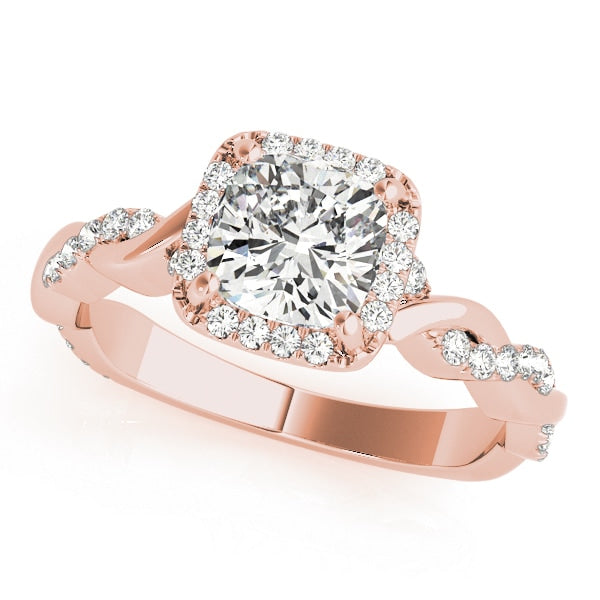 14K Rose Gold 1 1/3 ct tw Halo Diamond Engagement Ring