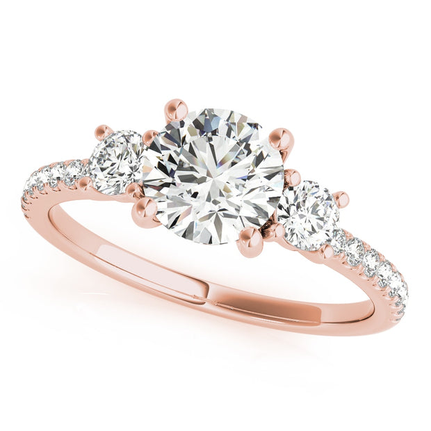 18K Rose Gold 1 3/8 ct tw Three Stone Diamond Engagement Ring