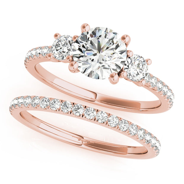14K Rose Gold 1 3/8 ct tw Three Stone Diamond Engagement Ring