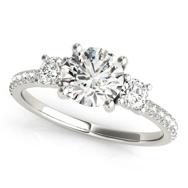 18K White Gold 1 3/8 ct tw Three Stone Diamond Engagement Ring