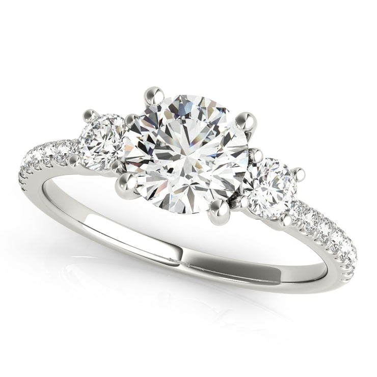18K White Gold 1 3/8 ct tw Three Stone Diamond Engagement Ring