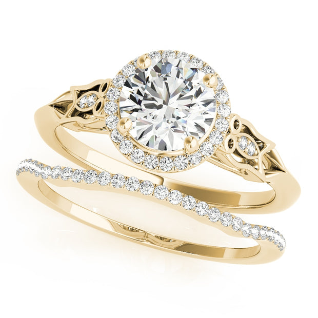 18K Yellow Gold 1 ct tw Halo Diamond Engagement Ring