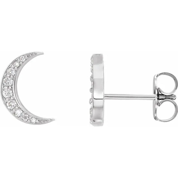 14K White 1/10 CTW Lab-Grown Crescent Moon Stud Earrings