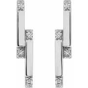 14K White Gold 1/10 CTW Natural Diamond Bar Drop Earrings
