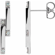 14K White Gold 1/10 CTW Natural Diamond Bar Drop Earrings