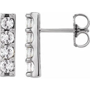 14K White Gold 1/2 CTW Natural Diamond Bar Stud Earrings