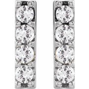 14K White Gold 1/2 CTW Natural Diamond Bar Stud Earrings