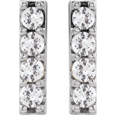 14K White Gold 1/2 CTW Natural Diamond Bar Stud Earrings