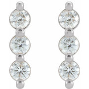 14K White Gold 1/2 CTW Natural Diamond Bar Stud Earrings