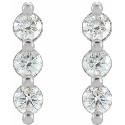 14K White Gold 1/2 CTW Natural Diamond Bar Stud Earrings