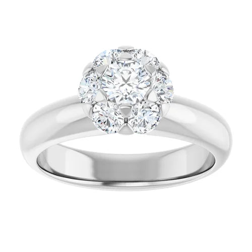 14k white round accented engagement ring