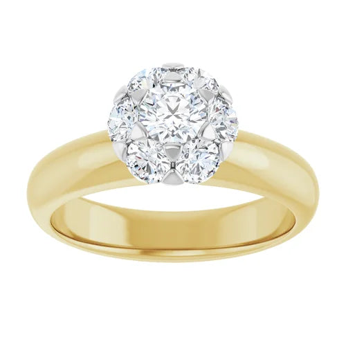 14k white round accented engagement ring