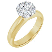 14k white round accented engagement ring