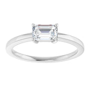 14k White Gold 5/8 CT Emerald-Cut Diamond Solitaire Ring