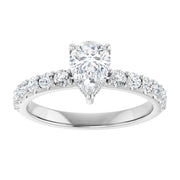 14k White Gold 9/10 CTW Pear-Shaped Diamond Engagement Ring with Accents