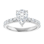 14K White Gold 1 1/2 CTW Pear-Shaped Diamond Engagement Ring with Accented Band