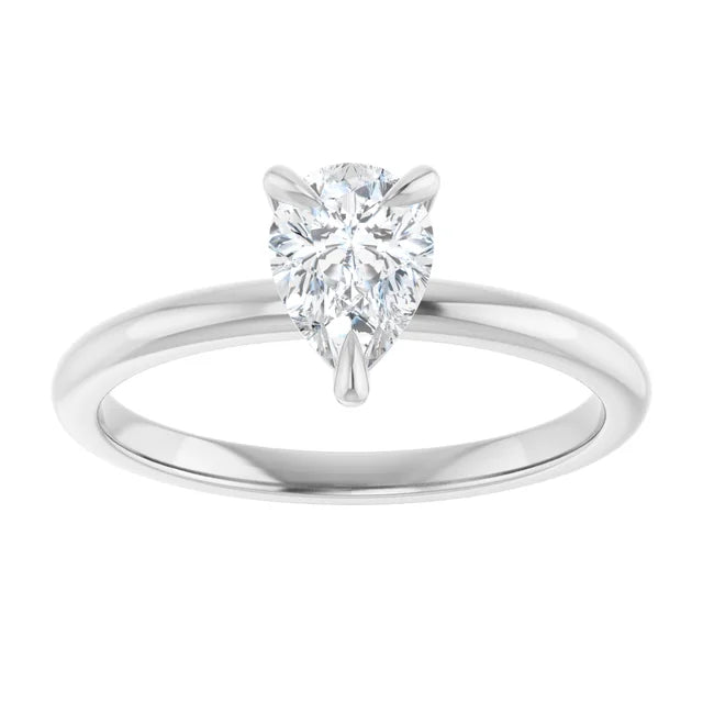 14k White Gold 1/2 CT Pear-Shaped Diamond Solitaire Ring
