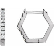 14K White Gold Gold  1/8 CTW Natural Diamond Geometric Hinged Huggie Earrings