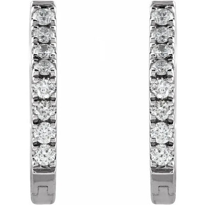 14K White Gold Gold  1/8 CTW Natural Diamond Geometric Hinged Huggie Earrings