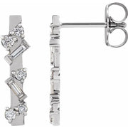 14K White Gold 1/4 CTW Natural Diamond Scattered Bar Drop Earrings