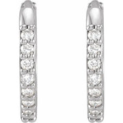 14K White Gold 1/8 CTW Natural Diamond Hinged 12.5 mm Huggie Hoop Earrings