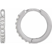 14K White Gold 1/8 CTW Natural Diamond Hinged 12.5 mm Huggie Hoop Earrings