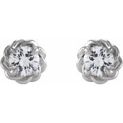 14K White Gold 1/5 CTW Natural Diamond Claw-Prong Rope Stud Earrings