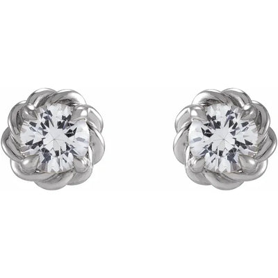 14K White Gold 1/5 CTW Natural Diamond Claw-Prong Rope Stud Earrings