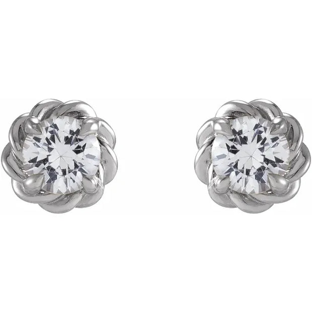 14K White Gold 1/5 CTW Natural Diamond Claw-Prong Rope Stud Earrings