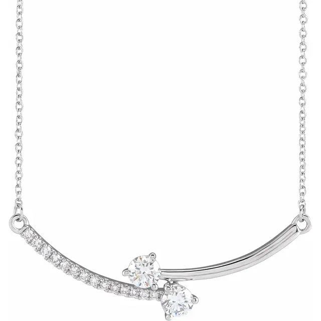 14K White 5/8 CTW Lab-Grown Diamond Two-Stone Necklace