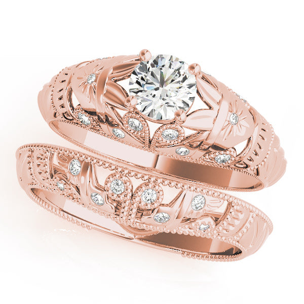 18K Rose Gold 3/8 ct tw Vintage Diamond Engagement Ring